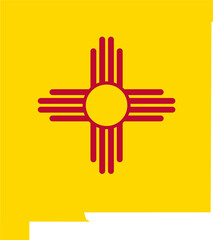 Sticker - New Mexico USA Map Flag. NM US Outline Boundary Border Shape State Flag Sign Symbol Atlas Geography Banner. New Mexican Transparent PNG Flattened JPG Flat JPEG