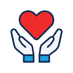 Aufkleber - Care and charity icon set. Hand holding heart icon. Vector illustration.