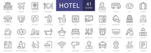 Hotel Thin Line Icons Set. Hotel Editable Stroke Icons Collection. Vector