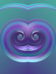 Poster - Digital illustration of curved neon shapes with iridescent stripes. Bright abstract background. 3d rendering