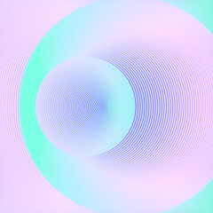 Poster - Neon colored pattern of lines representing a circular three-dimensional shape. 3d rendering illustration
