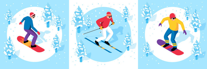 Wall Mural - Isometric Ski Resort Set