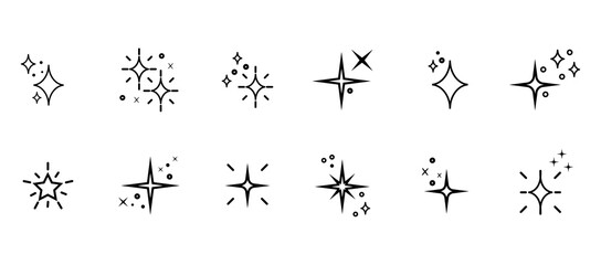 Wall Mural - set of sparkles star icons.star icon.bright firework.light icon set.flash,shine sparkle icon,glare,b