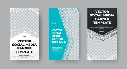 Poster - Set of vector web banners for stories with arrow grunge elements. Vertical template with photo space.