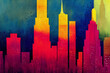 New York City Skyline. Watercolor illustration.