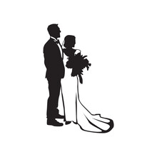 Bride And Groom Wedding Silhouette Clipart