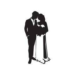 Wall Mural - Bride and groom wedding silhouette design isolated