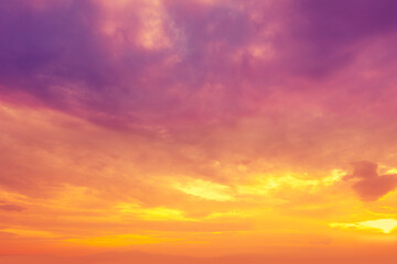 Poster - Colorful cloudy sky at sunset. Gradient color. Sky texture, abstract nature background