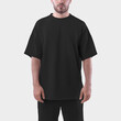 Mockup of an black oversized men's t-shirt for design, print, pattern.