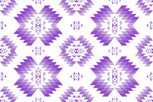 Purple Violet Pattern Seamless Fabric Textile. Aztec Geo Pattern. Native Design For Fabric Print. Seamless Fabric Pattern Geometric Aztec Style. African Moroccan. Ethnic Style. Colorful Purple Pattern