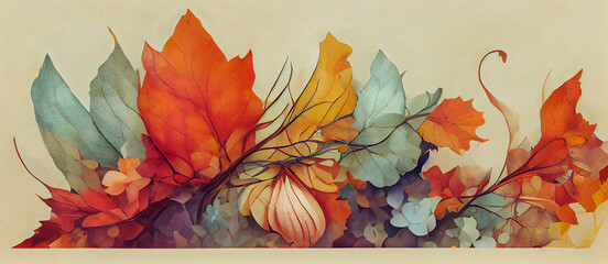 autumn abstract background with organic lines and textures on white background. autumn floral detail