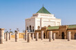 View at the Mausoleum of Mohammed V with Almohad Mosque ruins in Rabat, Morocco