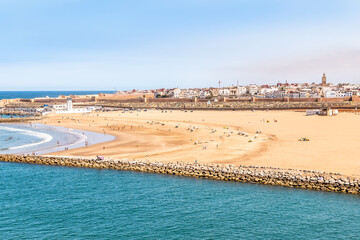 Wall Mural - View at the Sale town with beaches from Rabat - Morocco