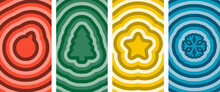 Christmas Tree Hypnosis Abstract Backgrounds. Lovely Vibes Posters Design.y2k Illustration.