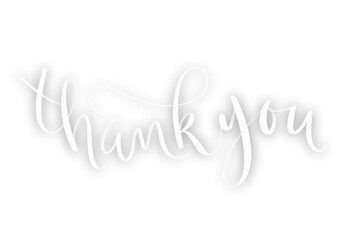 Sticker - THANK YOU white brush lettering banner with drop shadow on transparent background