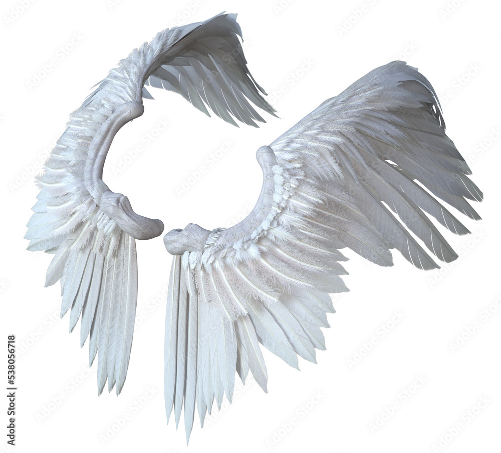 Transparent Angel Rendered Ilustración de Stock 3D Rendered White Fantasy Angel Wings Isolated On ...