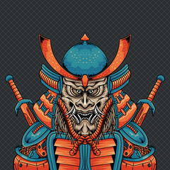 Wall Mural - Japanese samurai warrior with katana vector