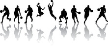 Set Of Illustrations Of A Silhouette Of A Basketball Player