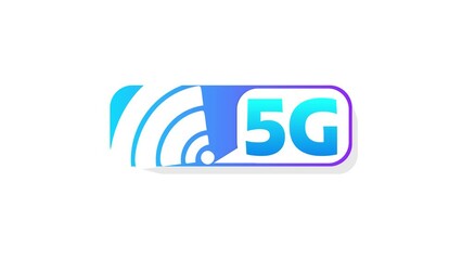 Leinwandbilder - 5G animation. 5th Generation Wireless Internet Network Connection Information Technology Illustration. Mobile devices telecommunication business web networking