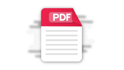 Poster - PDF file icon. Flat design graphic. Animation PDF icon. Motion design isolated on white background