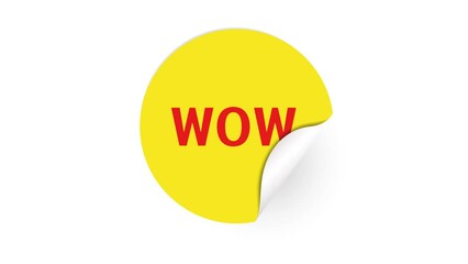 Poster - Wow label motion design. Wow now. Wow now colorful note papers clip art