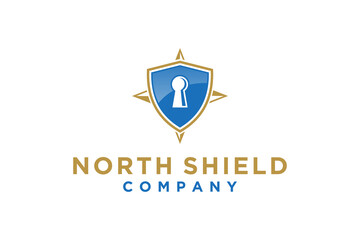 Wall Mural - Shield security logo design password protection windrose modern cyber system 