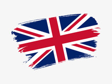 United Kingdom Flag Made In Textured Brush Stroke. Patriotic Country Flag On White Background