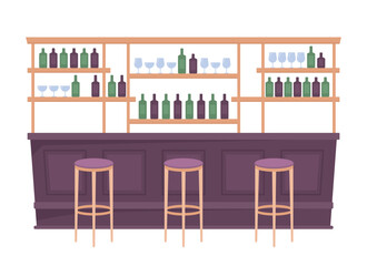 Poster - Bar arrangement semi flat color vector object. Full sized item on white. Element of interior. Bottles of booze storage simple cartoon style illustration for web graphic design and animation