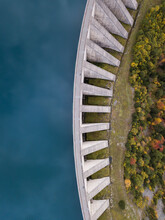 Water Dam View From Above, Renewable Energy, Hydro Electricity Power Plant