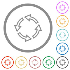 Sticker - Rotate left outline flat icons with outlines