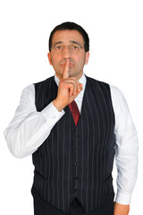 Wall Mural - gesture series: man calls for silence.