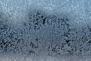 Poster - Winter background, frost on the window. Frosted glass.