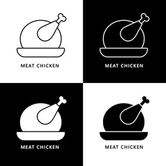Wall Mural - Meat Chicken Cartoon Logo Icon. Chicken Fastfood Symbol Illustration
