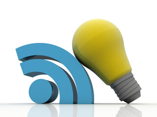 Poster - 3d illustration wifi symbol sign with cfl bulb