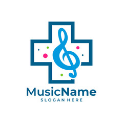 Wall Mural - Health Music Logo Vector. Music Plus logo design template