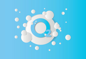 Oxygen molecule on a blue background.O2. Concept. Vector illustration.