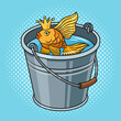 © Oleksandr Pokusai - goldfish in bucket pinup pop art retro vector illustration. Comic book style imitation.
