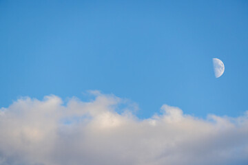 Wall Mural - blue sky with moon and clouds