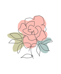 Wall Mural - one single line drawing beauty rose flower vector illustration. minimal tropical floral style, love 