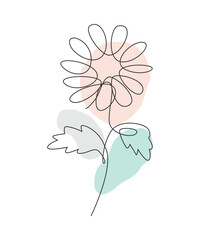 Wall Mural - Single continuous line drawing minimalist beauty sunflower. Floral concept for posters, wall art, tote bag, mobile case, t-shirt print. Trendy one line draw design vector graphic illustration