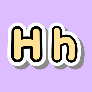 Capital and small letter Hh. Cute letter H for kids learning English. English alphabet. Icons. Vector illustration isolated on purple background