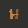 © SUPERGHONAM - Wood branch letter H logo design illustration vector template