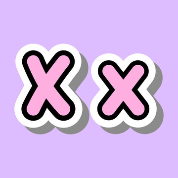 Capital and small letter Xx. Cute letter X for kids learning English. English alphabet. Icons. Vector illustration isolated on purple background