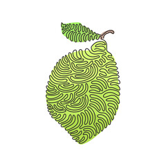 Poster - Continuous one line drawing whole healthy organic lemon for orchard logo identity. Fresh zest fruitage concept for fruit garden icon. Swirl curl style. Single line draw design vector illustration