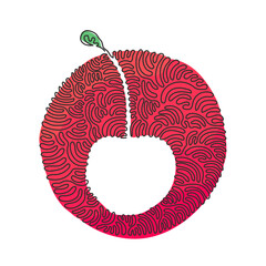 Wall Mural - Single continuous line drawing whole healthy organic cherry for orchard logo identity. Fresh fruitage concept for fruit garden icon. Swirl curl circle background style. One line draw design vector