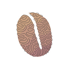 Poster - Continuous one line drawing whole healthy organic coffee bean for restaurant logo identity. Fresh aromatic seed concept for coffee shop icon. Swirl curl style. Single line draw design vector graphic