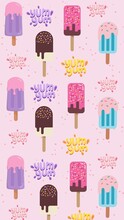 Pink Colourful Cute Popsicle Ice Cream Phone Wallpaper