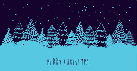 Wall Mural - christmas tree hand drawn illustrations. vector.