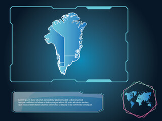 Greenland Map infographic technology blue Color element collection background