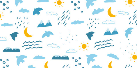 Poster - Abstract nature element in cute pattern design style for cartoon background and wallpaper